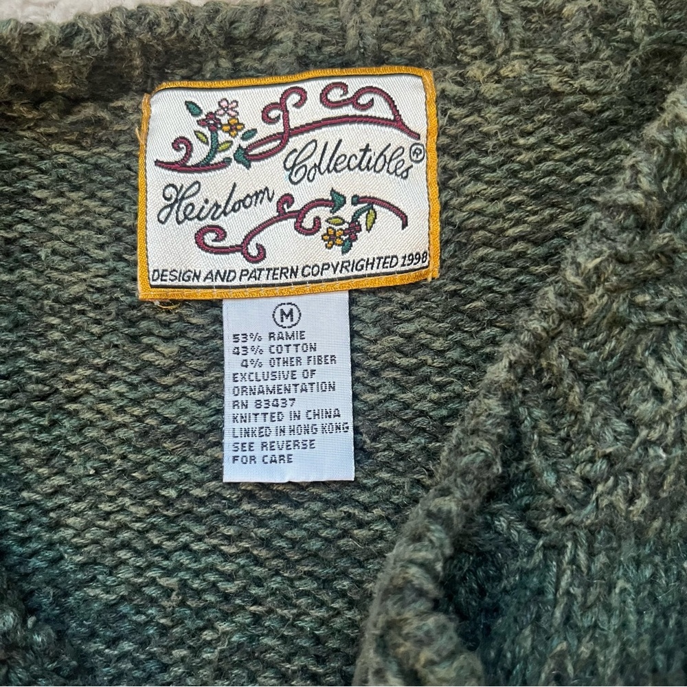 Vintage ‘98 Heirloom Collectables Sweater Fall Harvest Cardigan Cottagecore Barn - Picture 6 of 10